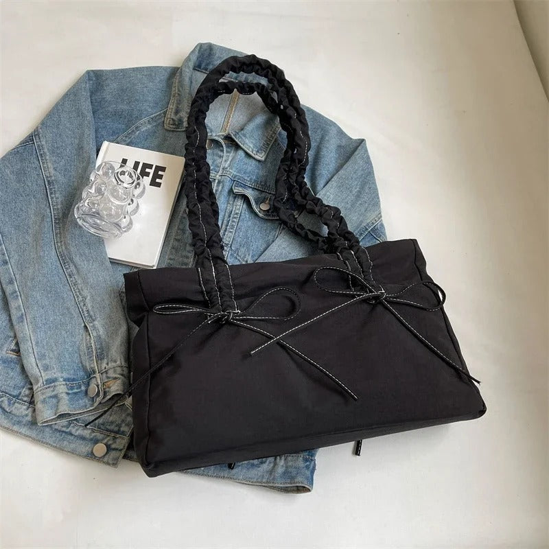 Sac cabas rectangulaire en nylon à anses nouées