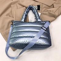 Sac cabas zippé en nylon à bandoulière amovible