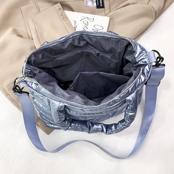 Sac cabas zippé en nylon à bandoulière amovible