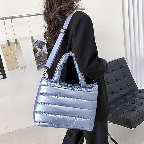 Sac cabas zippé en nylon à bandoulière amovible