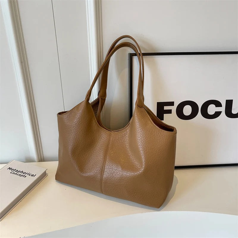 Sac hobo cabas minimaliste en simili cuir grainé