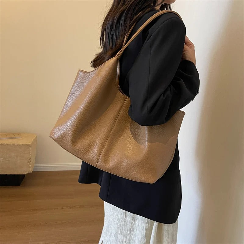 Sac hobo cabas minimaliste en simili cuir grainé