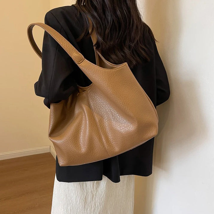 Sac hobo cabas minimaliste en simili cuir grainé