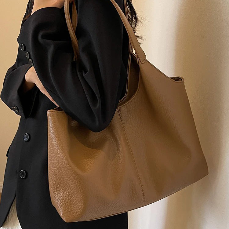 Sac hobo cabas minimaliste en simili cuir grainé