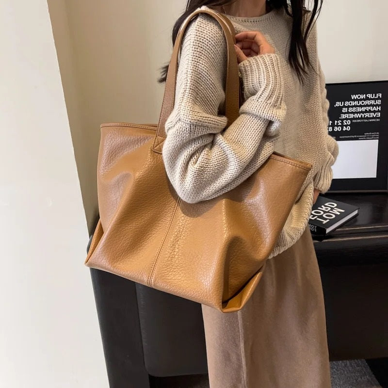 Sac cabas zippé en simili cuir