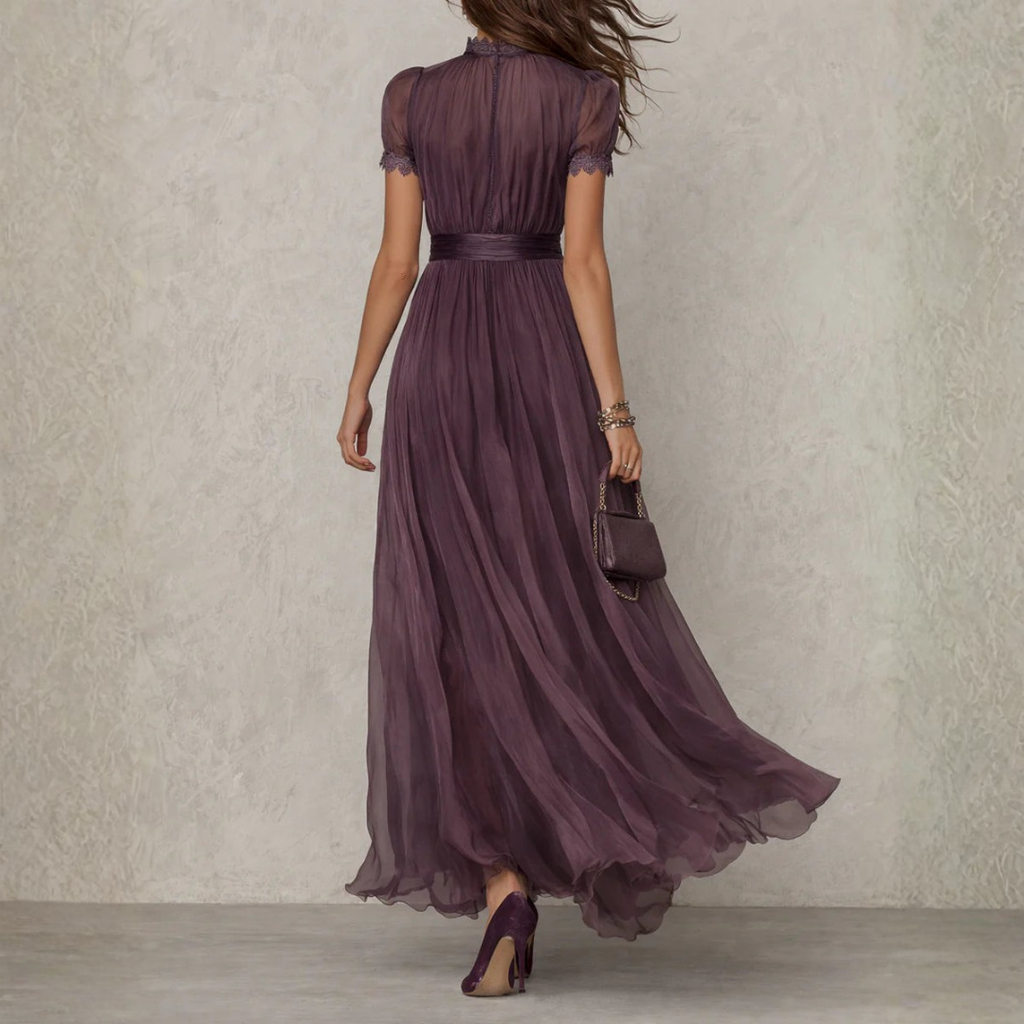 Robe Maxi Chiffon Dentelle Élégante pour Femme
