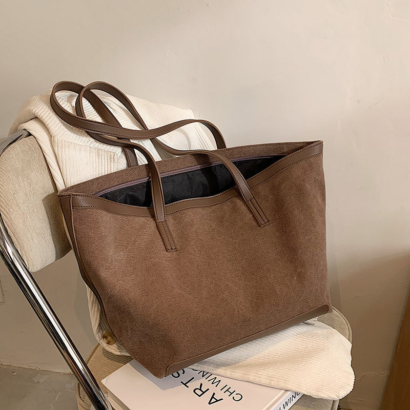 Grand sac cabas en toile bicolore zippé