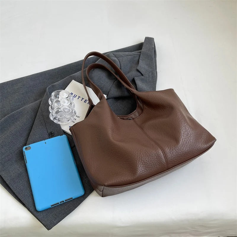 Sac hobo cabas minimaliste en simili cuir grainé