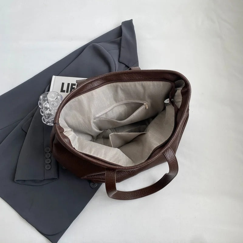 Sac cabas zippé en simili cuir