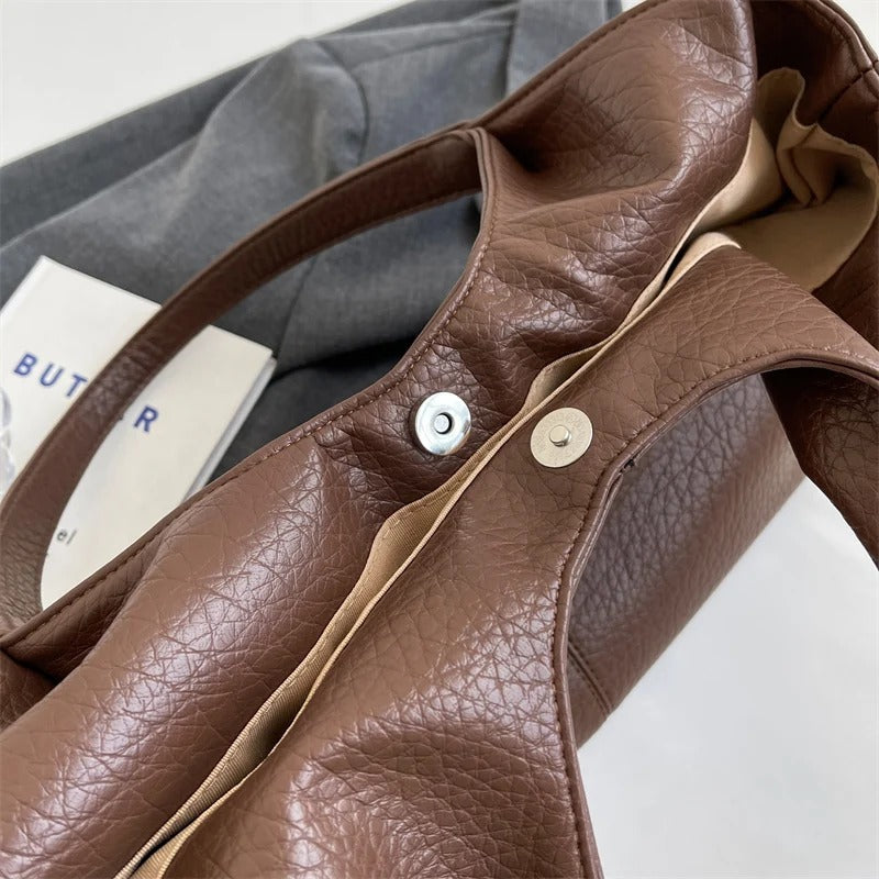 Sac hobo cabas minimaliste en simili cuir grainé