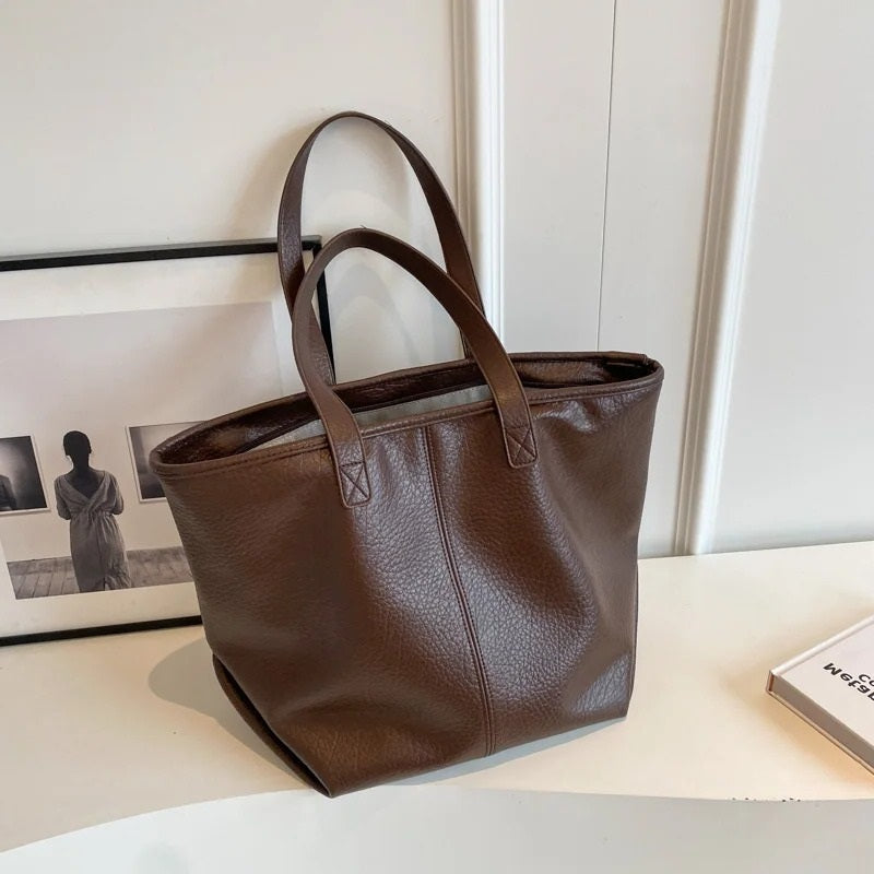 Sac cabas zippé en simili cuir