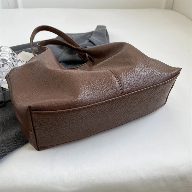 Sac hobo cabas minimaliste en simili cuir grainé