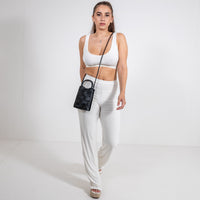 Mini sac à main tressé en simili cuir