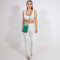 Mini sac à main tressé en simili cuir