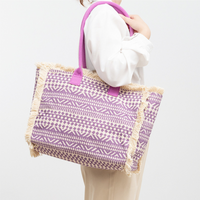 Sac cabas en toile texturée à motifs colorés
