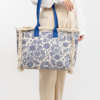 Sac cabas en toile texturée à motifs colorés