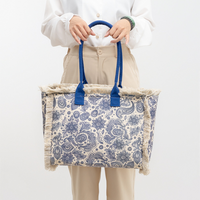 Sac cabas en toile texturée à motifs colorés