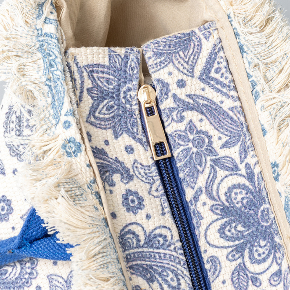 Sac cabas en toile texturée à motifs colorés