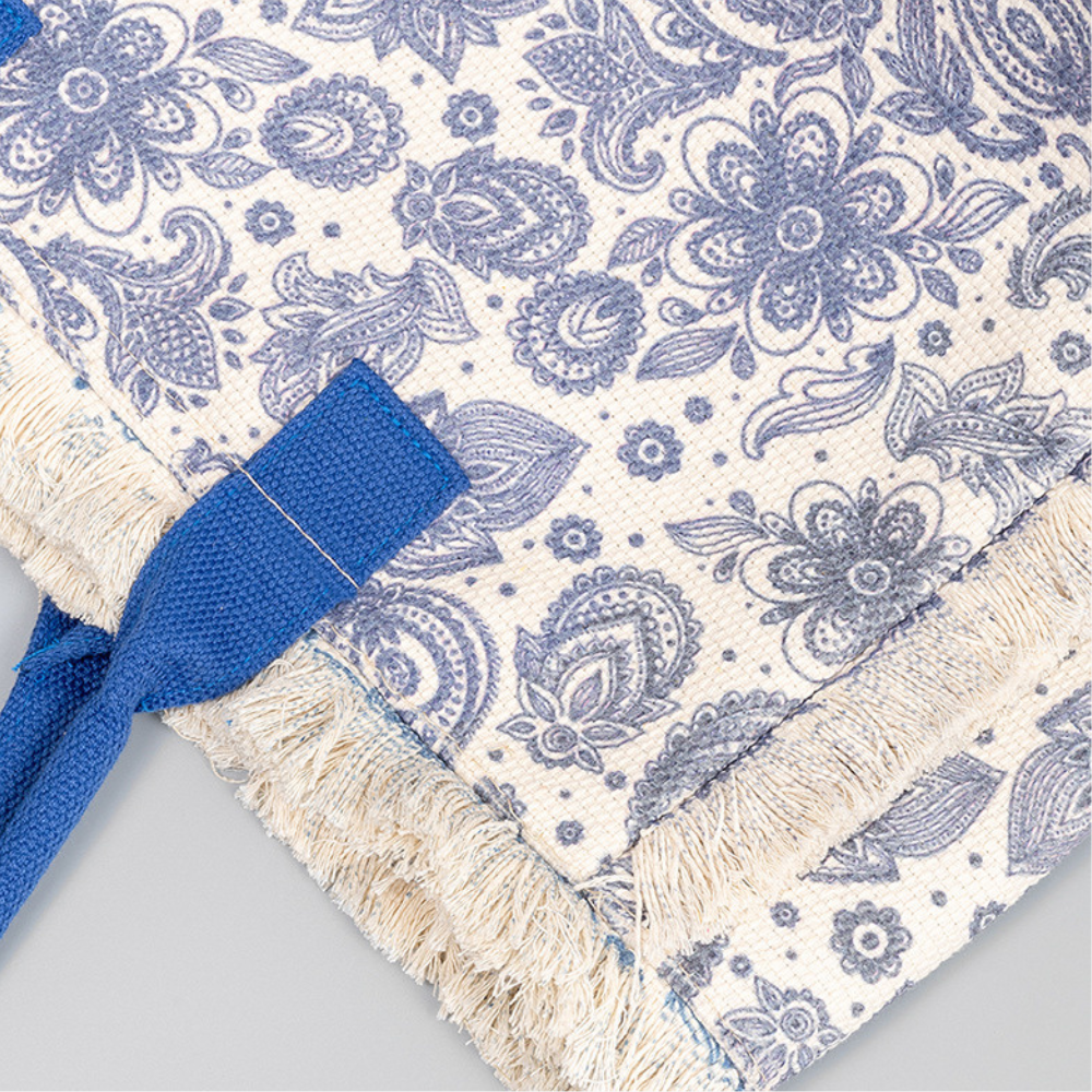 Sac cabas en toile texturée à motifs colorés