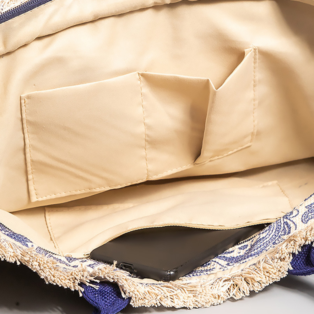 Sac cabas en toile texturée à motifs colorés