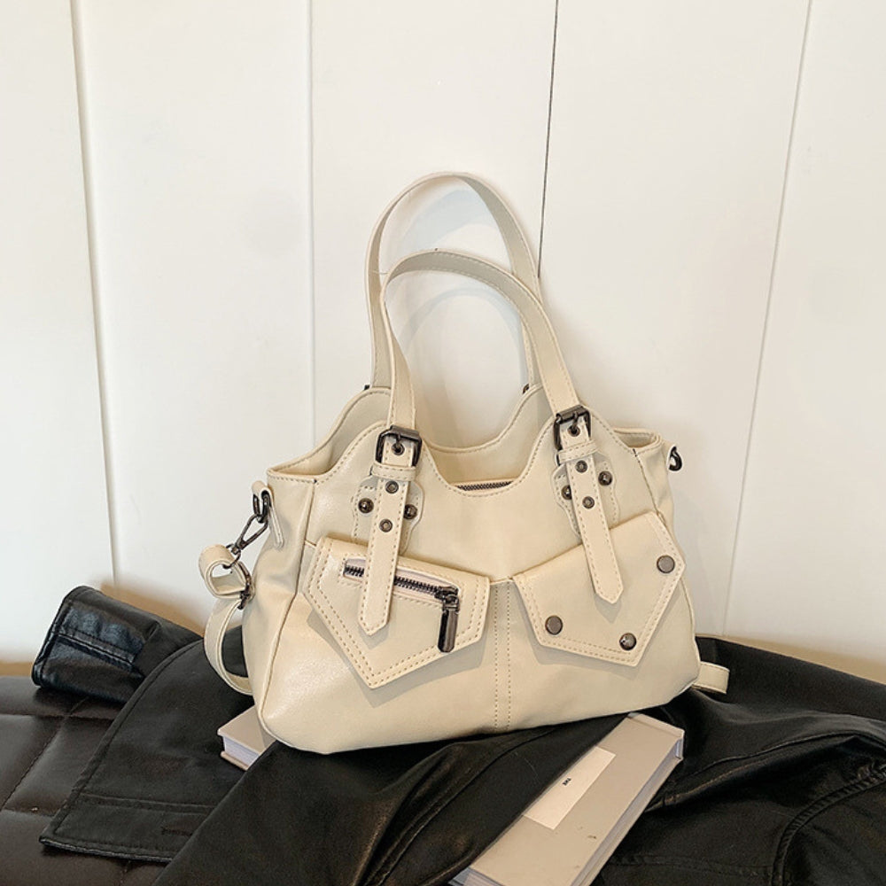 Sac à main structuré en simili cuir à poches avant