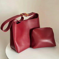 Sac à main épaule en simili cuir lisse avec pochette