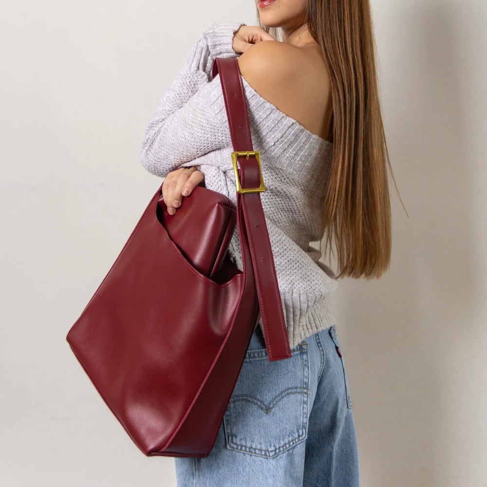 Sac à main épaule en simili cuir lisse avec pochette