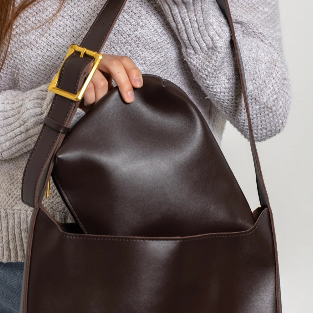 Sac à main épaule en simili cuir lisse avec pochette