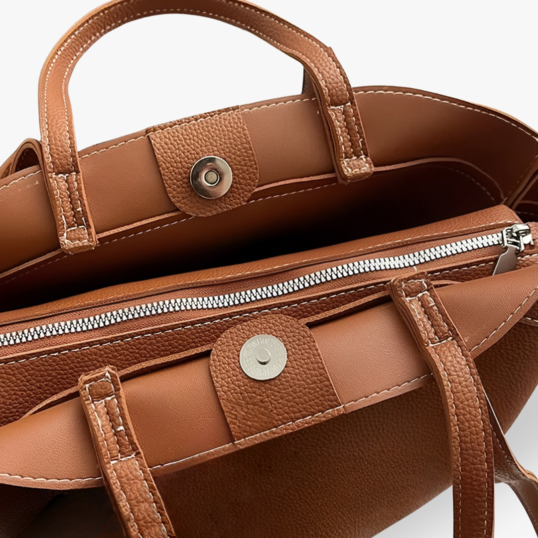 Sac cabas en simili cuir grainé avec pochette amovible