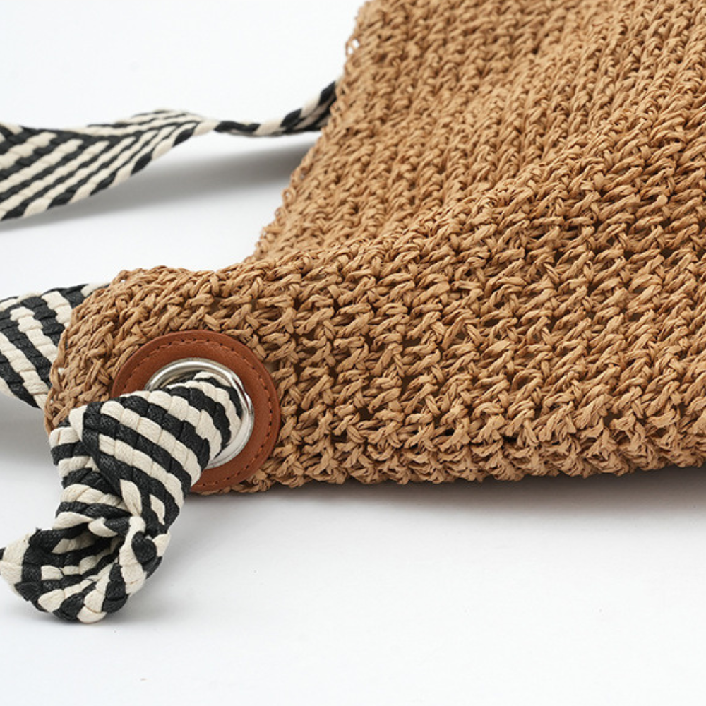 Sac en paille à anse en corde tressée bicolore