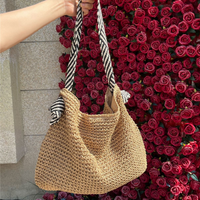 Sac en paille à anse en corde tressée bicolore