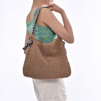 Sac en paille à anse en corde tressée bicolore