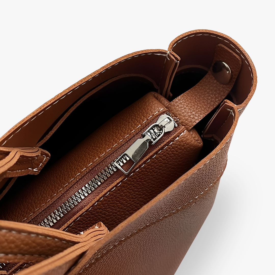 Sac cabas en simili cuir grainé avec pochette amovible