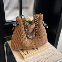 Sac en paille à anse en corde tressée bicolore