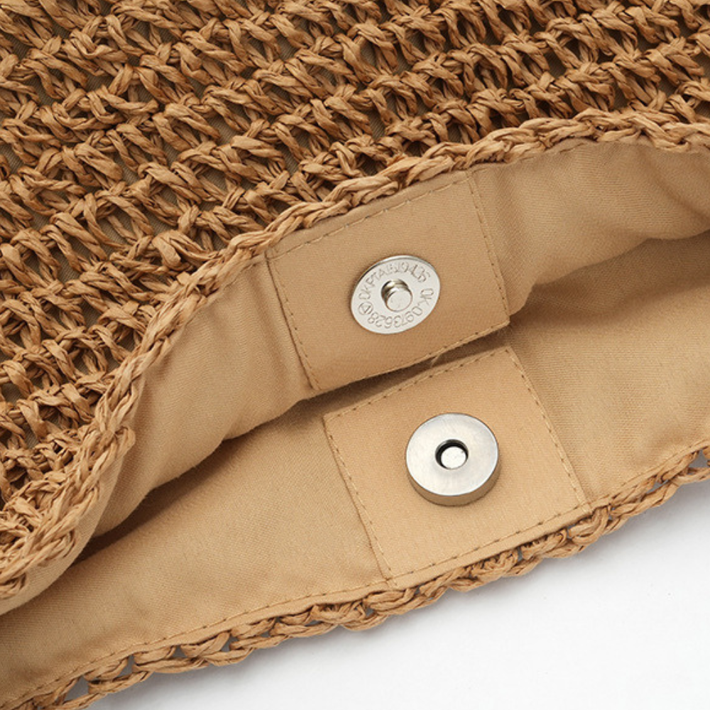 Sac en paille à anse en corde tressée bicolore