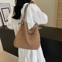 Sac en paille à anse en corde tressée bicolore