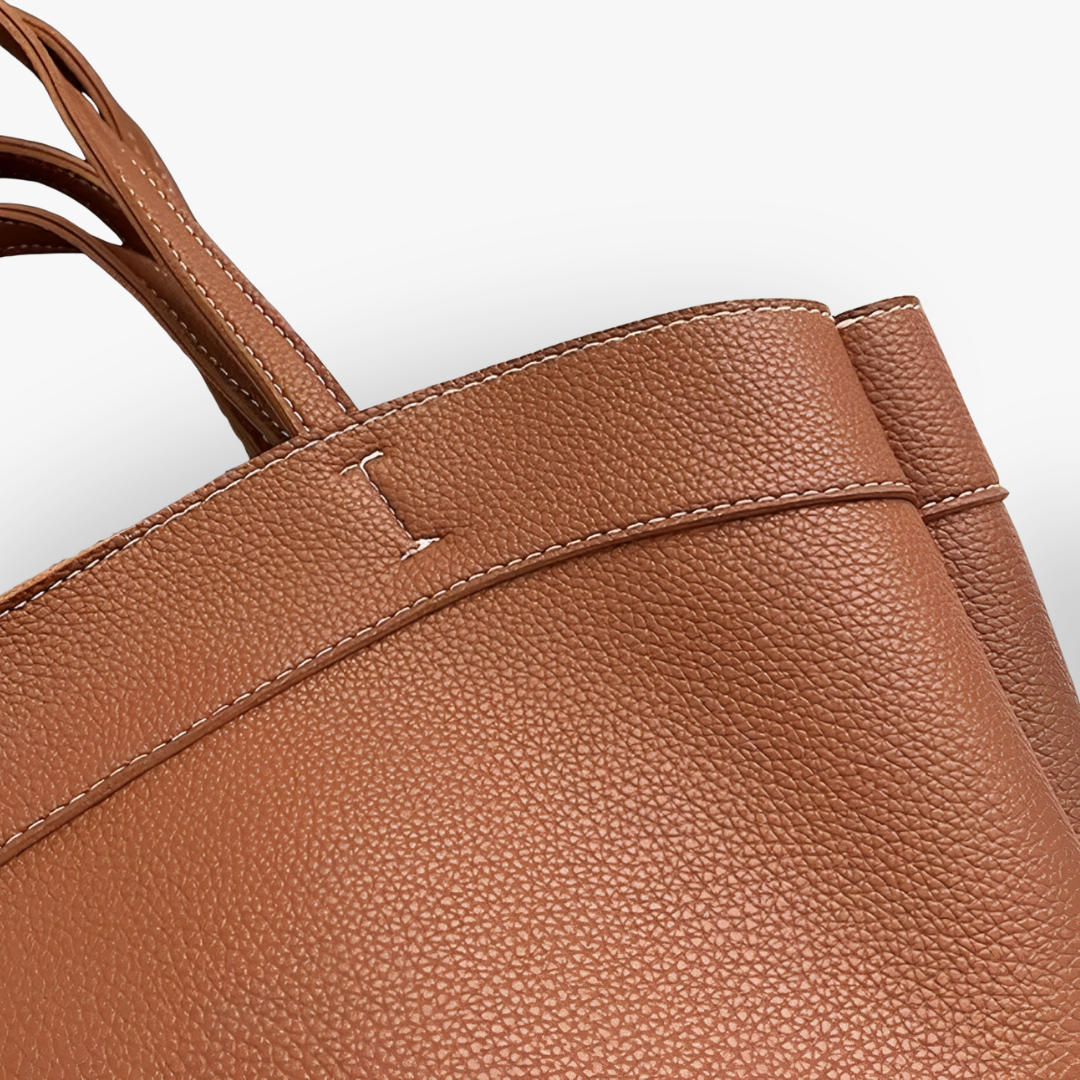 Sac cabas en simili cuir grainé avec pochette amovible