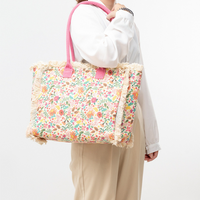 Sac cabas en toile texturée à motifs colorés