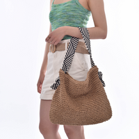 Sac en paille à anse en corde tressée bicolore