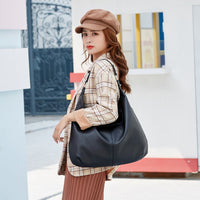 Grand sac hobo en simili cuir grainé pour ordinateur