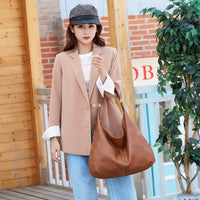 Grand sac hobo en simili cuir grainé pour ordinateur