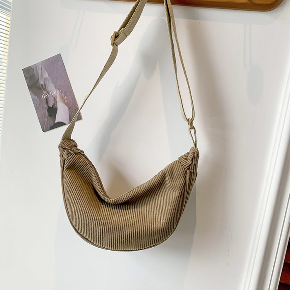 Sac banane bandoulière en velours côtelé
