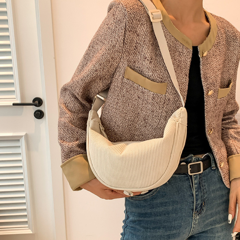 Sac banane bandoulière en velours côtelé