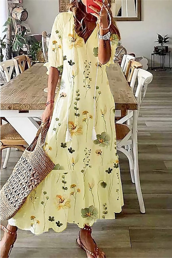 Robe longue coton fleurs bohème femme
