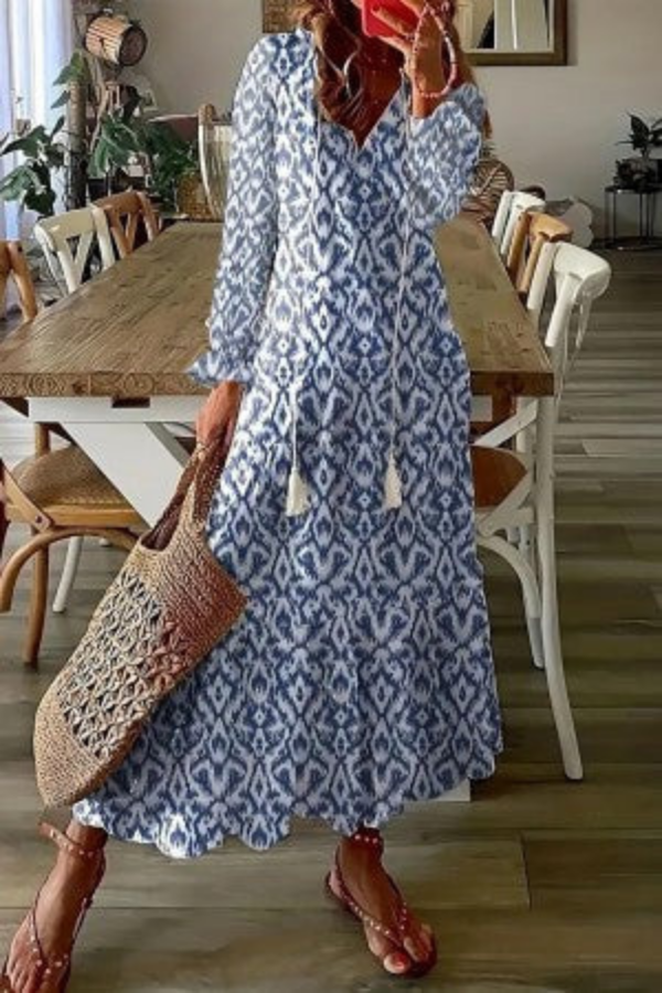 Robe longue coton fleurs bohème femme