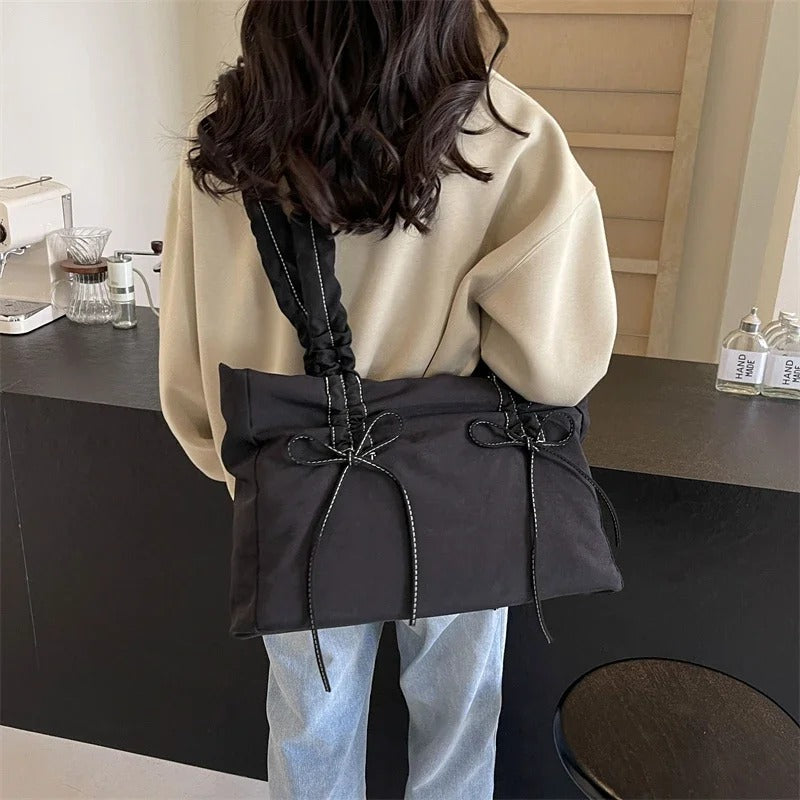Sac cabas rectangulaire en nylon à anses nouées