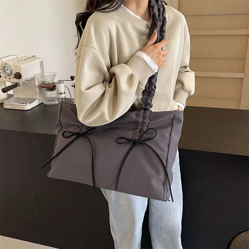 Sac cabas rectangulaire en nylon à anses nouées