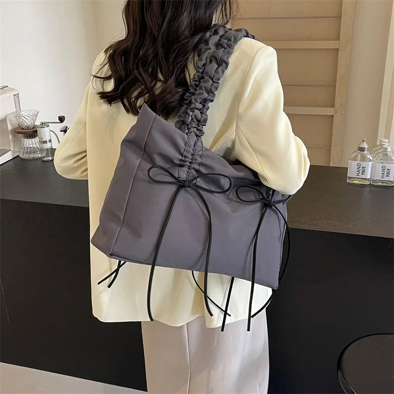 Sac cabas rectangulaire en nylon à anses nouées