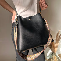 Sac seau bandoulière en simili cuir grainé