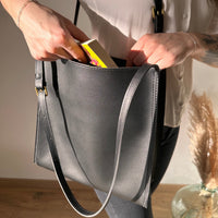 Sac cabas carré en simili cuir à anses réglables